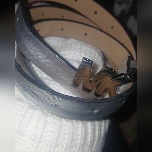 Michael Kors Gray Signature MK Buckle Wrap Belt